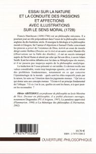 Quatrième de couverture de « ESSAI SUR LA NATURE ET LA CONDUITE DES PASSIONS ET AFFECTIONS AVEC ILLUSTRATIONS SUR LE SENS MORAL ( »