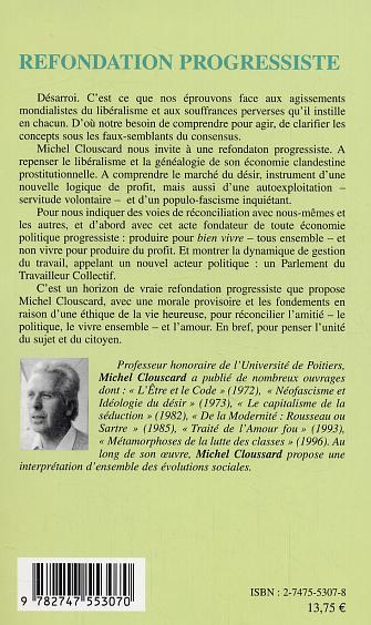 Quatrième de couverture de « REFONDATION PROGRESSISTE - FACE A LA CONTRE-REVOLUTION LIBERALE »