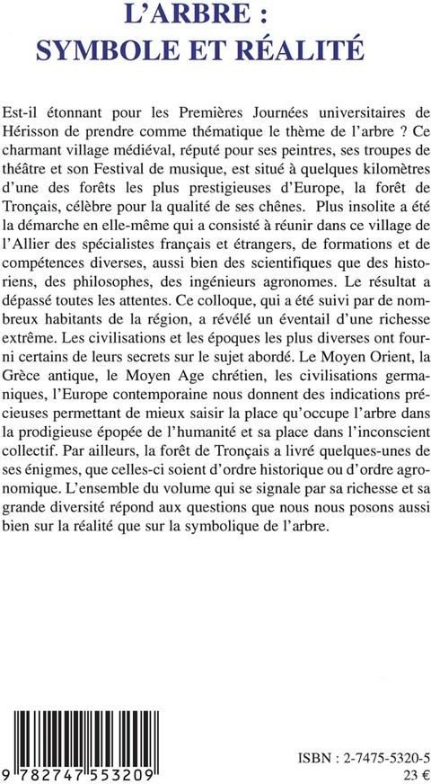 Quatrième de couverture de « L'ARBRE SYMBOLE ET REALITE »
