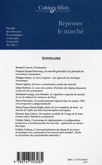 Quatrième de couverture de « REPENSER LE MARCHE - VOL41 »