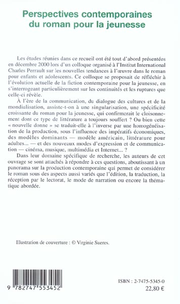 Quatrième de couverture de « PERSPECTIVES CONTEMPORAINES DU ROMAN POUR LA JEUNESSE »