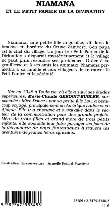 Quatrième de couverture de « NIAMANA ET LE PETIT PANIER DE LA DIVINATION - ANGOLA »