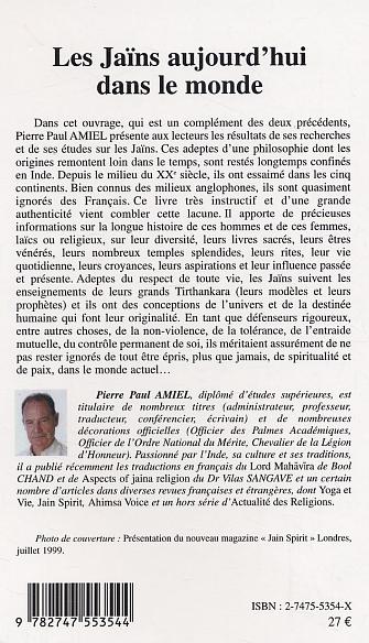 Quatrième de couverture de « LES JAINS AUJOURD'HUI DANS LE MONDE »