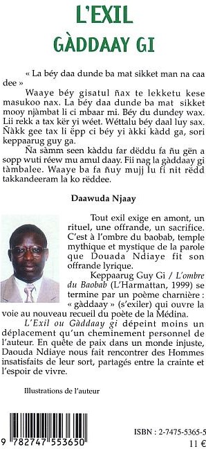 Quatrième de couverture de « L'EXIL - GADDAAY GI »
