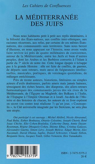 Quatrième de couverture de « LA MEDITERRANEE DES JUIFS - EXODES ET ENRACINEMENTS »