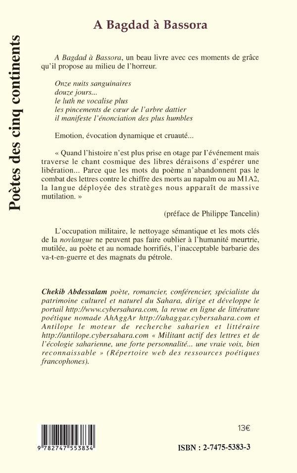 Quatrième de couverture de « A BAGDAD A BASSORA »