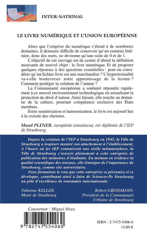 Quatrième de couverture de « LE LIVRE NUMERIQUE ET L'UNION EUROPEENNE »