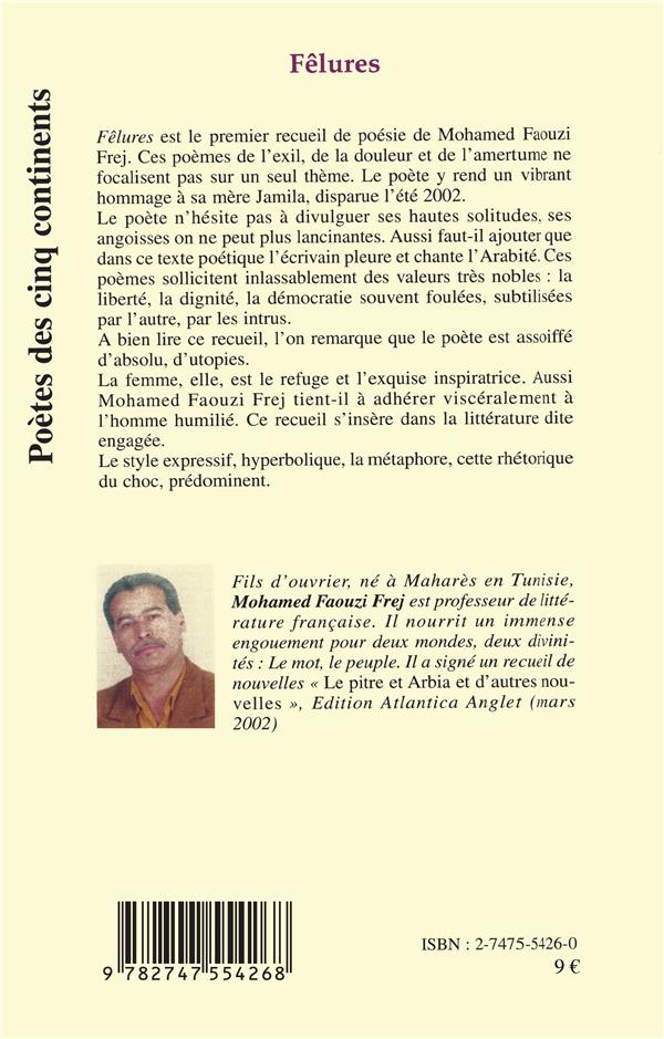Quatrième de couverture de « FELURES »