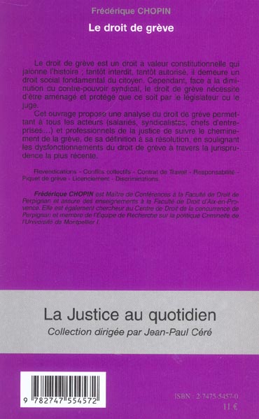 Quatrième de couverture de « LE DROIT DE GREVE »