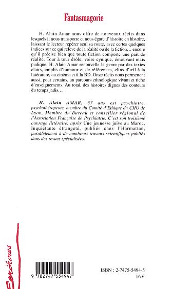Quatrième de couverture de « FANTASMAGORIE - RECITS »