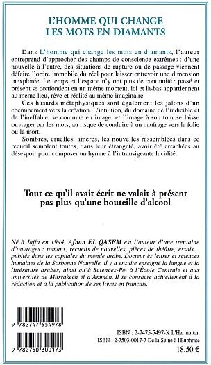 Quatrième de couverture de « L'HOMME QUI CHANGE LES MOTS EN DIAMANTS »
