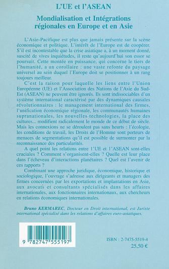 Quatrième de couverture de « L'UE ET L'ASEAN »