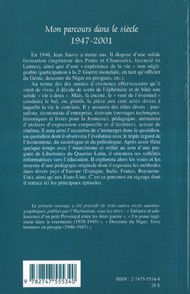 Quatrième de couverture de « MON PARCOURS DANS LE SIECLE - 1947-2001 »