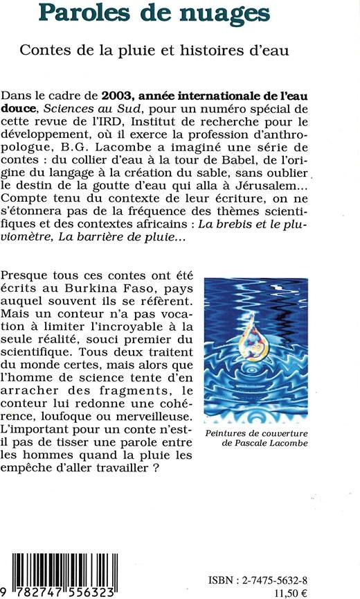 Quatrième de couverture de « PAROLES DE NUAGES - CONTES DE LA PLUIE ET HISTOIRES D'EAU »