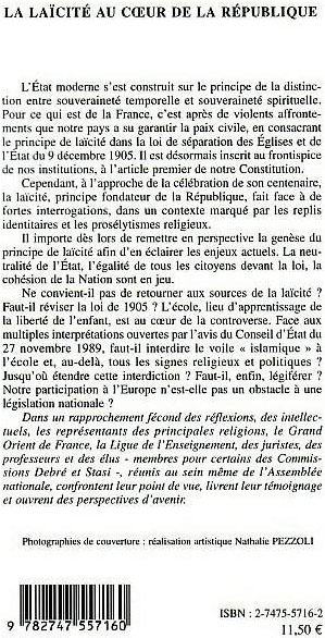 Quatrième de couverture de « LA LAICITE AU C UR DE LA REPUBLIQUE »