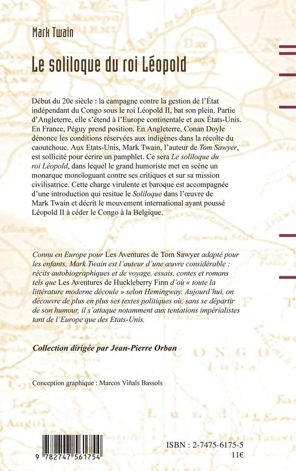 Quatrième de couverture de « Le soliloque du roi Léopold : satire »