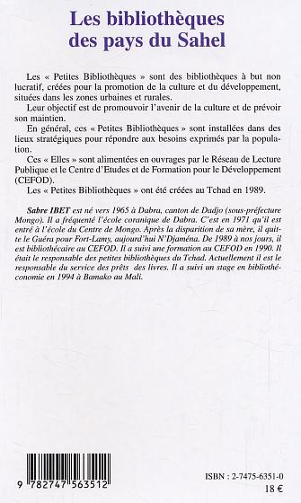 Quatrième de couverture de « LES BIBLIOTHEQUES DES PAYS DU SAHEL »