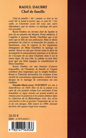Quatrième de couverture de « RAOUL DAUBRY - CHEF DE FAMILLE »