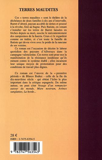 Quatrième de couverture de « TERRES MAUDITES - LA BARRACA »