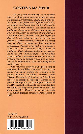 Quatrième de couverture de « CONTES A MA SOEUR »