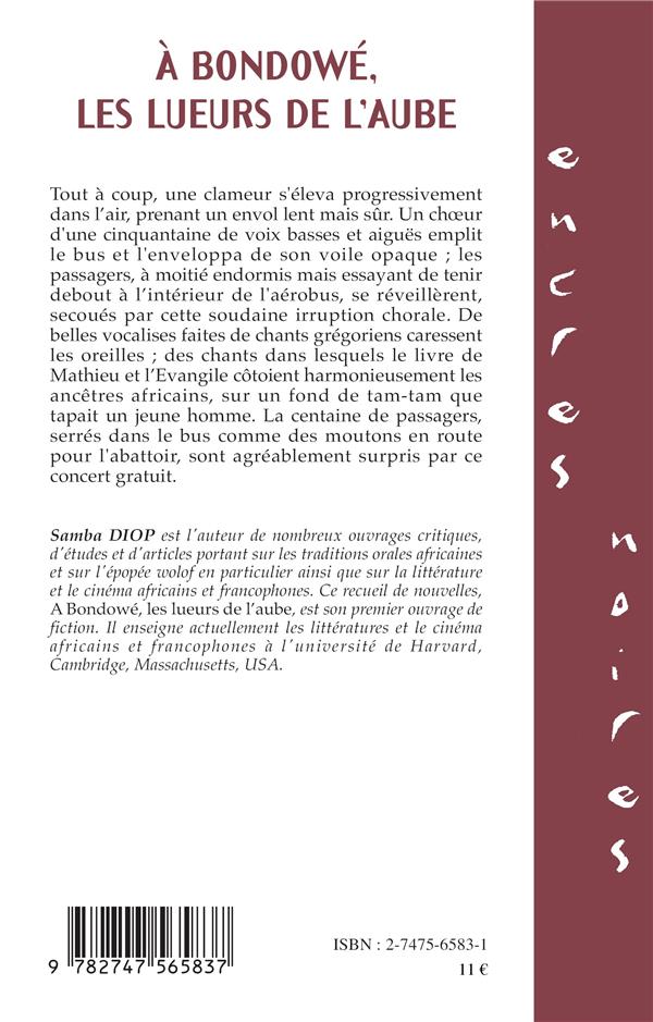 Quatrième de couverture de « A BONDOWE, LES LUEURS DE L'AUBE »