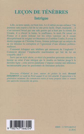 Quatrième de couverture de « LECON DE TENEBRES »