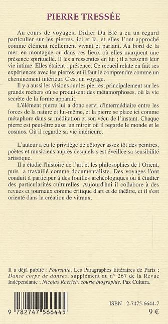 Quatrième de couverture de « PIERRE TRESSEE »