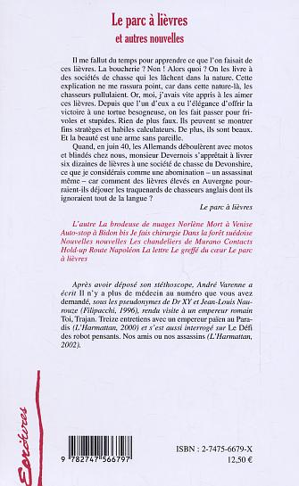 Quatrième de couverture de « LE PARC A LIEVRES - ET AUTRES NOUVELLES »
