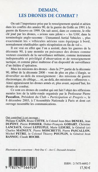 Quatrième de couverture de « DEMAIN, LES DRONES DE COMBAT ? »
