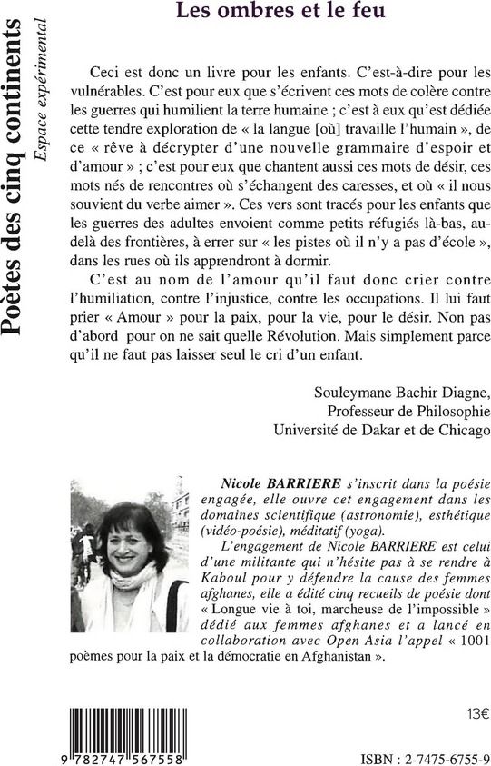 Quatrième de couverture de « LES OMBRES ET LE FEU »
