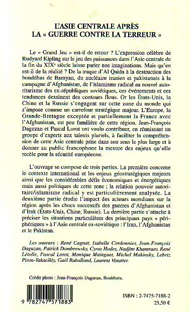 Quatrième de couverture de « L'ASIE CENTRALE APRES LA "GUERRE CONTRE LA TERREUR" »