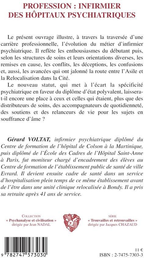 Quatrième de couverture de « PROFESSION : INFIRMIER DES HOPITAUX CLINIQUES »