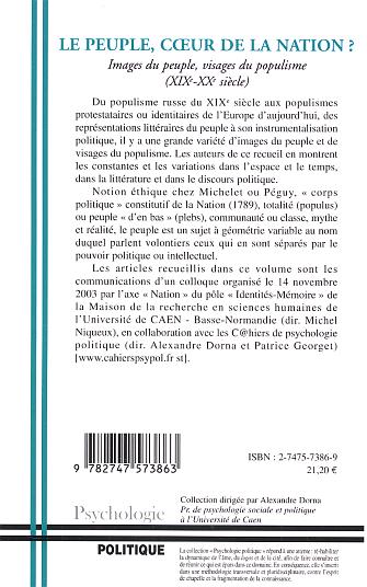 Quatrième de couverture de « LE PEUPLE, C UR DE LA NATION - (XIXE-XXE SIECLE) »