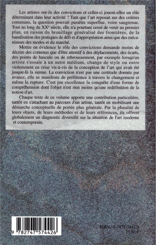 Quatrième de couverture de « ART: CHANGER DE CONVICTION »