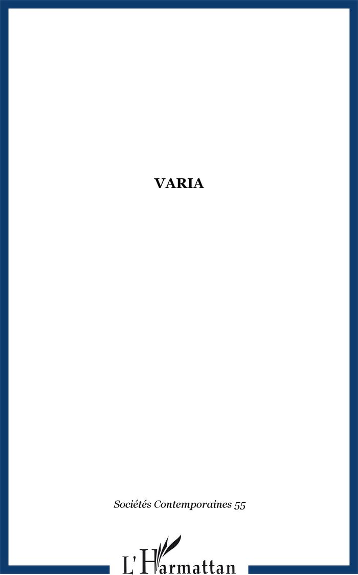 Couverture du livre « VARIA - VOL55 » de Xxx, librairie Les Contes Infusés à Corte