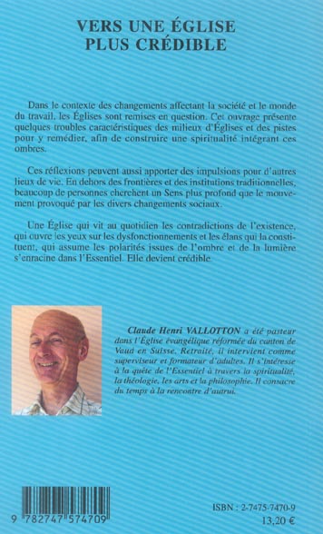 Quatrième de couverture de « VERS UNE EGLISE PLUS CREDIBLE »