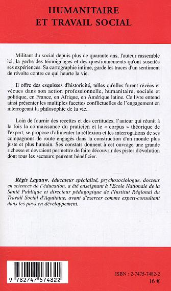 Quatrième de couverture de « HUMANITAIRE ET TRAVAIL SOCIAL »
