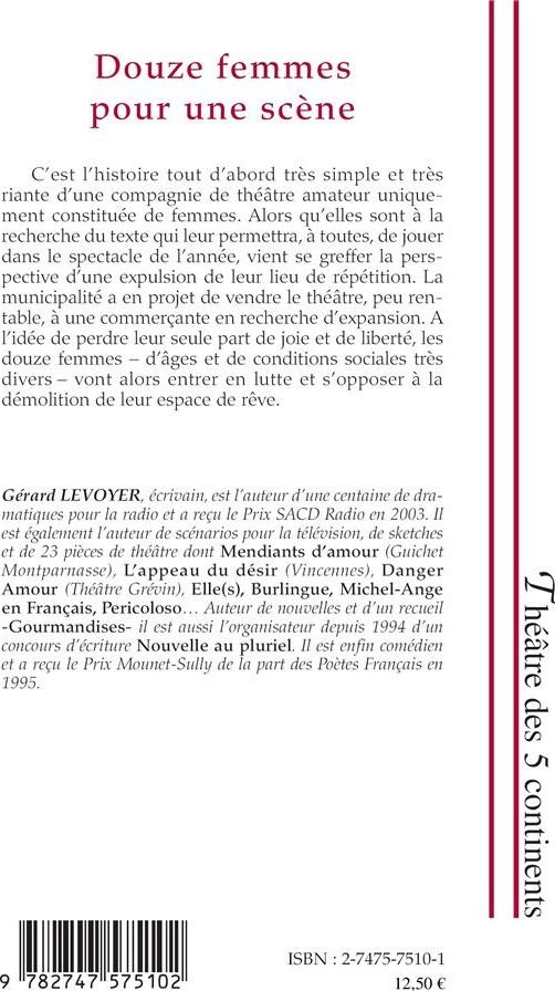 Quatrième de couverture de « DOUZE FEMMES POUR UNE SCENE »
