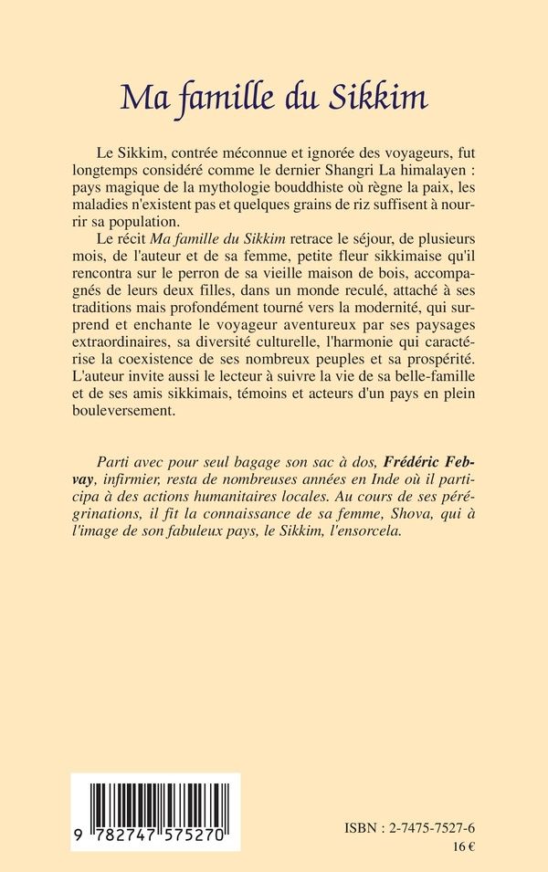 Quatrième de couverture de « MA FAMILLE DU SIKKIM »