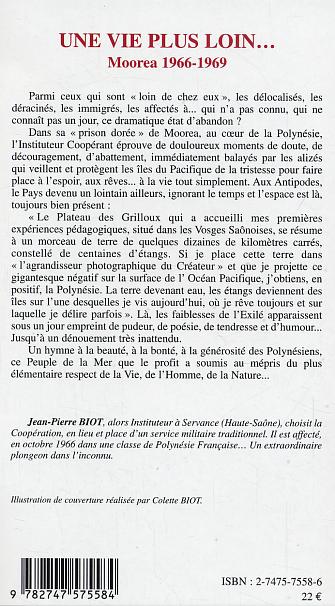 Quatrième de couverture de « UNE VIE PLUS LOIN - MOOREA 1966-1969 »
