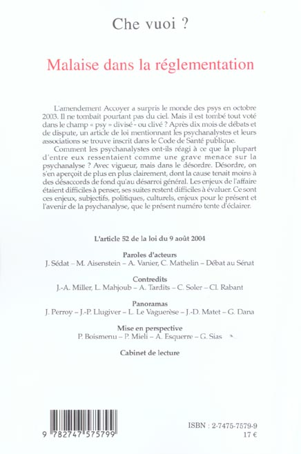 Quatrième de couverture de « MALAISE DANS LA REGLEMENTATION - VOL22 »