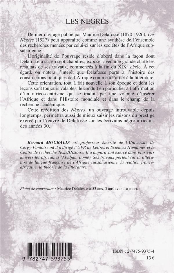 Quatrième de couverture de « LES NEGRES »