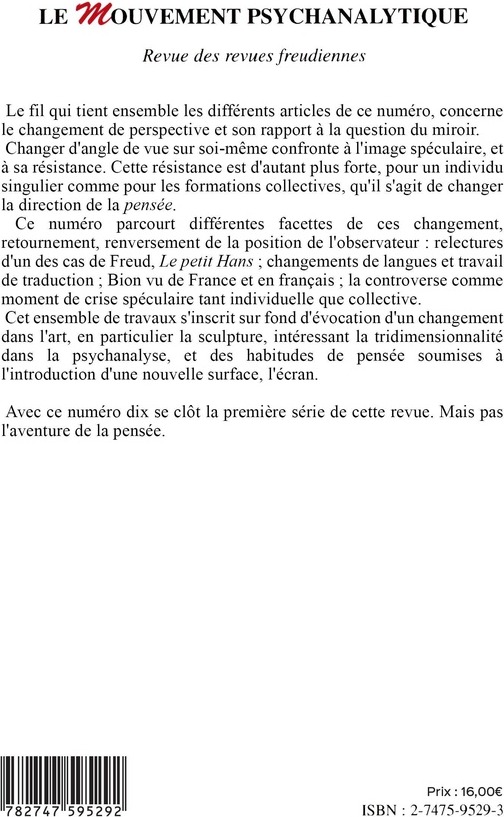 Quatrième de couverture de « LA CESURE DU CHANGEMENT DE PERSPECTIVE - VOL10 »