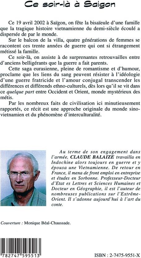 Quatrième de couverture de « CE SOIR-LA A SAIGON »