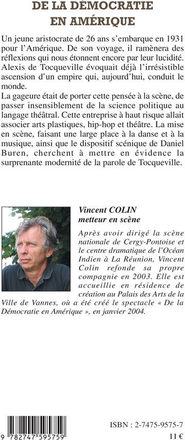 Quatrième de couverture de « DE LA DEMOCRATIE EN AMERIQUE »