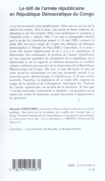 Quatrième de couverture de « LE DEFI DE L'ARMEE REPUBLICAINE EN REPUBLIQUE DEMOCRATIQUE DU CONGO »