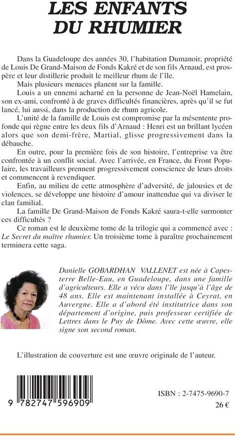 Quatrième de couverture de « LES ENFANTS DU RHUMIER »