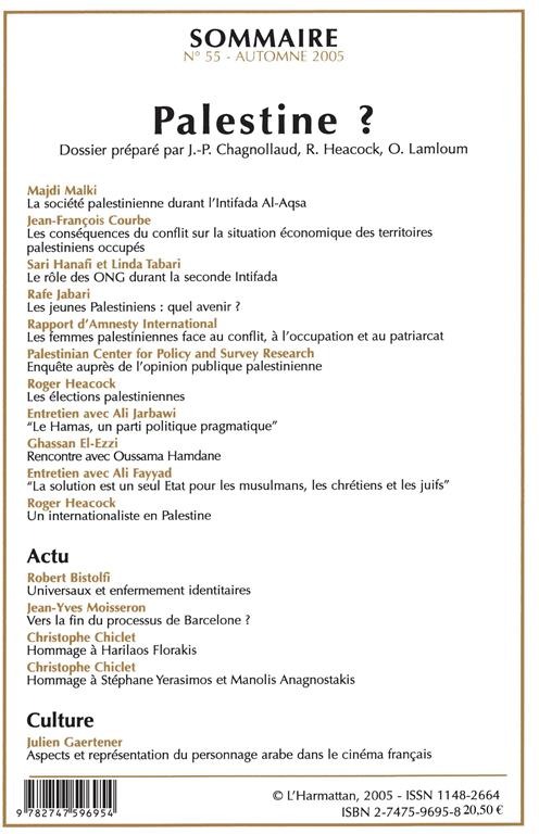 Quatrième de couverture de « PALESTINE ? - VOL55 »