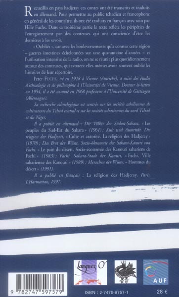 Quatrième de couverture de « LES CONTES OUBLIES DES HADJERAY DU TCHAD »