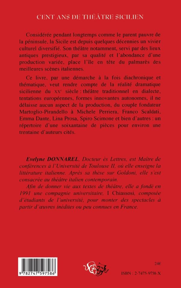 Quatrième de couverture de « CENT ANS DE THEATRE SICILIEN »